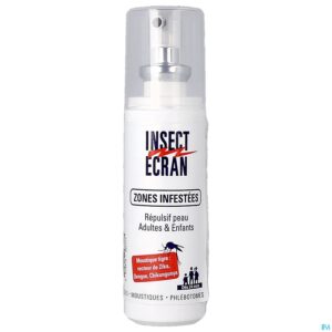 INSECT ÉCRAN Zones Infestées Répulsif Anti-Moustiques Spray Peau Adultes & Enfants 50 ml